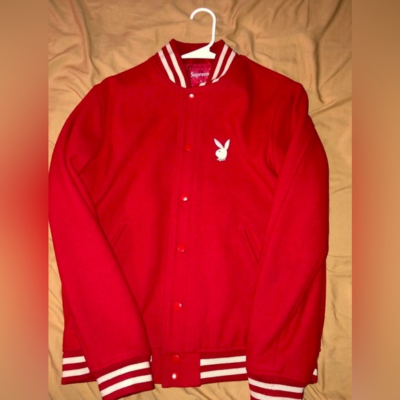Supreme X Playboy Varsity Jacket Size Medium in Red